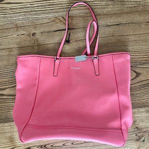 Pink Leather Coach Tote Bag